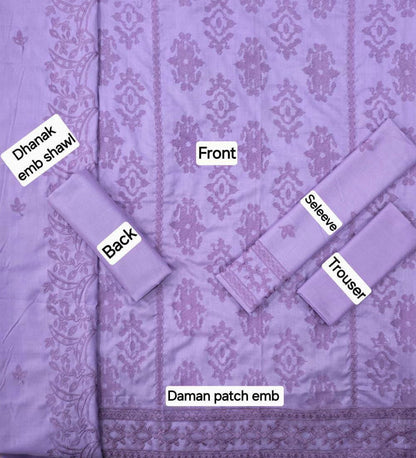 RANG RASIA DHANAK EMB 3pc WITH DHANAK EMB DUPPATA